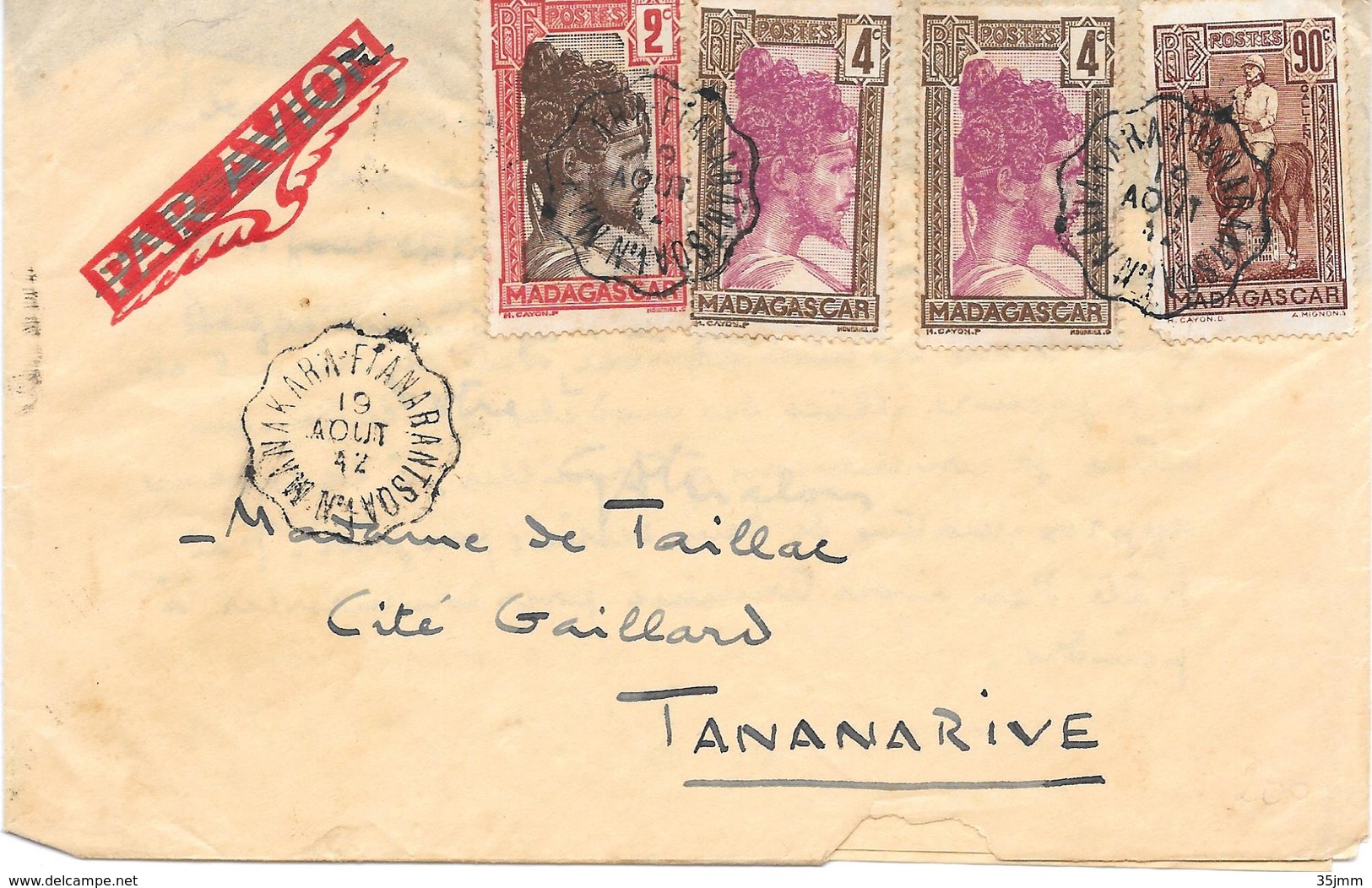Lettre Madagascar Convoyeur Manakara-fianarantsoa N°1 1942 - Lettres & Documents