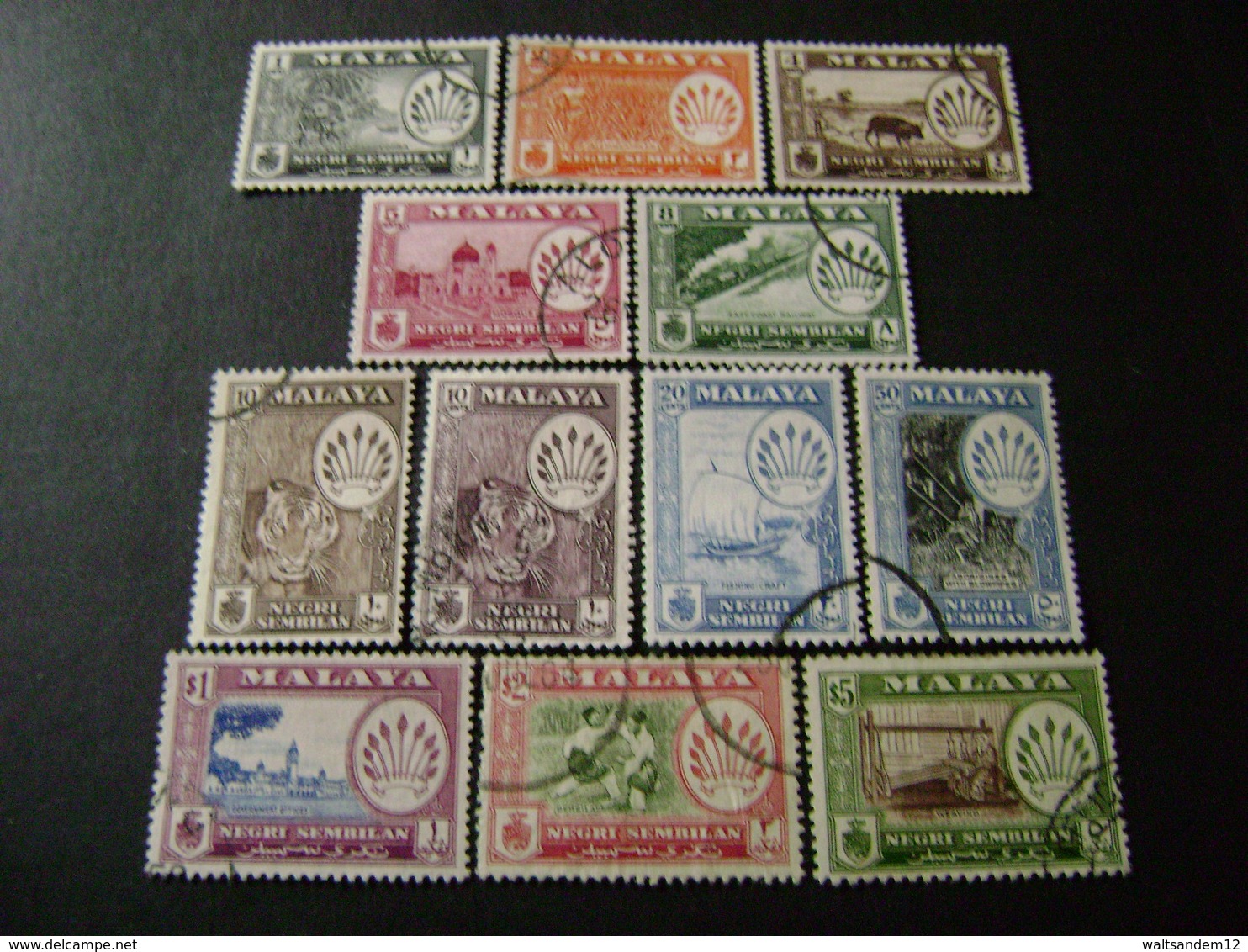 Malaya States - Negri Sembilan 1957 Pictorial Definitive Set (SG 68-79) - Used - Negri Sembilan