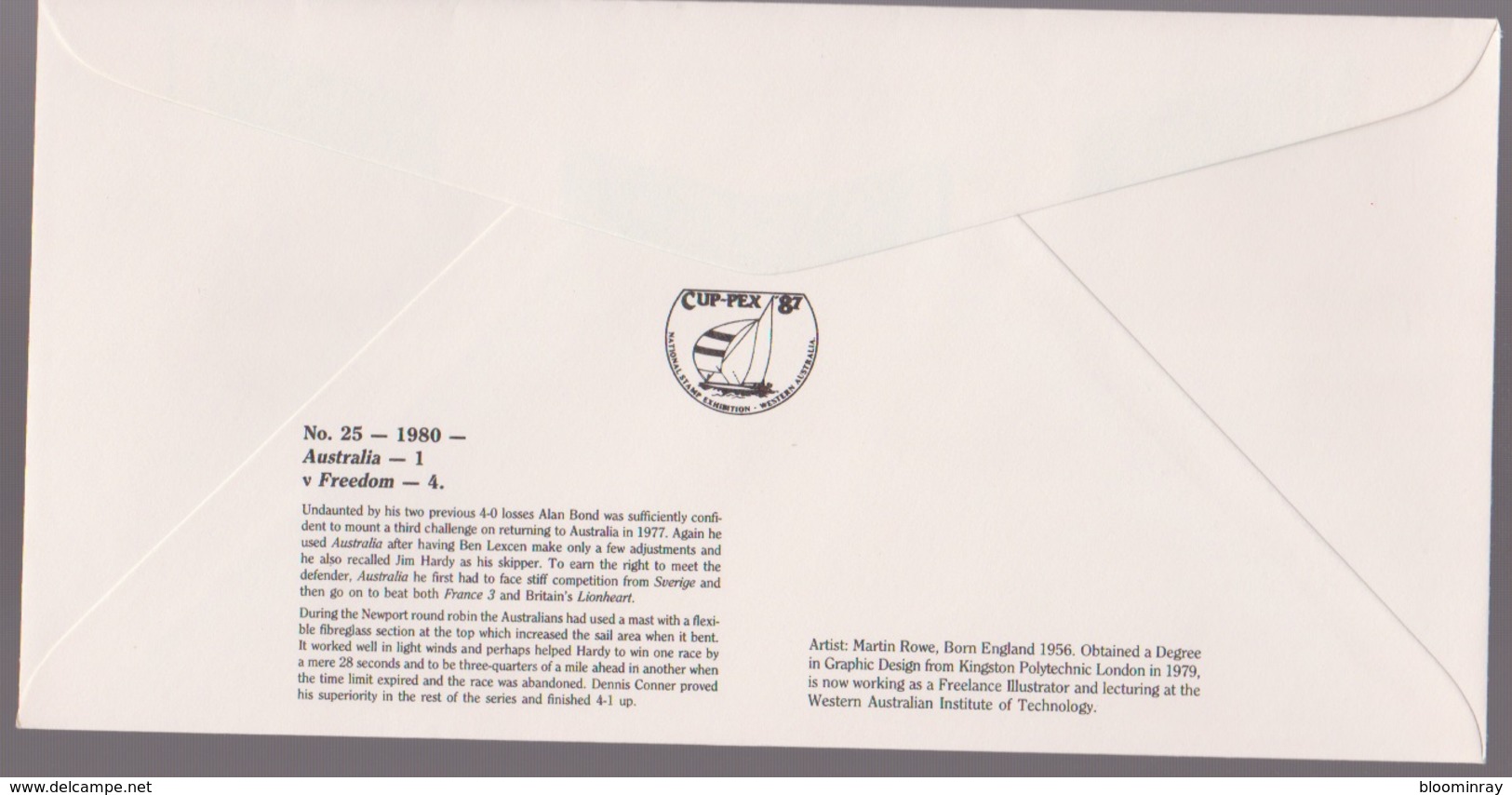 Australia Cup-pex Americas Cup # 25 In Series 1980 Australia V Freedom Yacht Cover - FDC