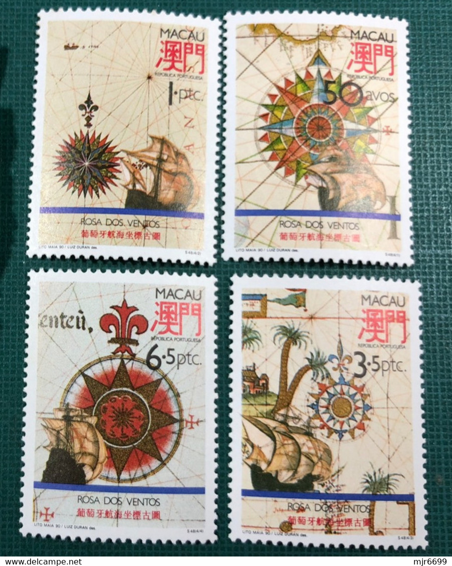 MACAU 1990 COMPASSCARD OF THE FORMER PORTUGUESE CHART - SET OF 4, UM VF TONING ON ALL VALUES - Lots & Serien