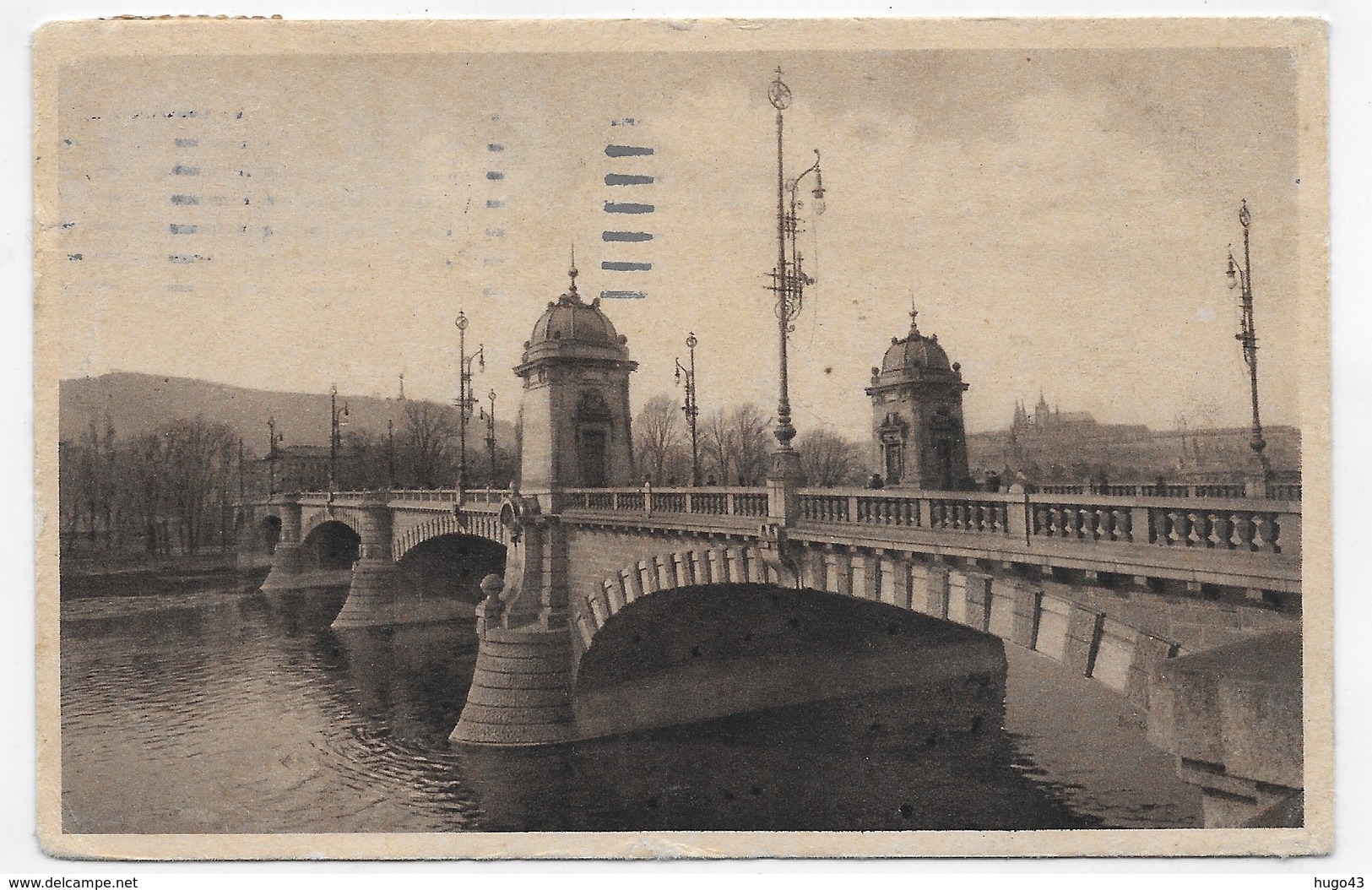 (RECTO / VERSO) PRAGUE - PRAHA EN 1927 - PONT - BEAU CACHET ET TIMBRE - CPA VOYAGEE - Czech Republic