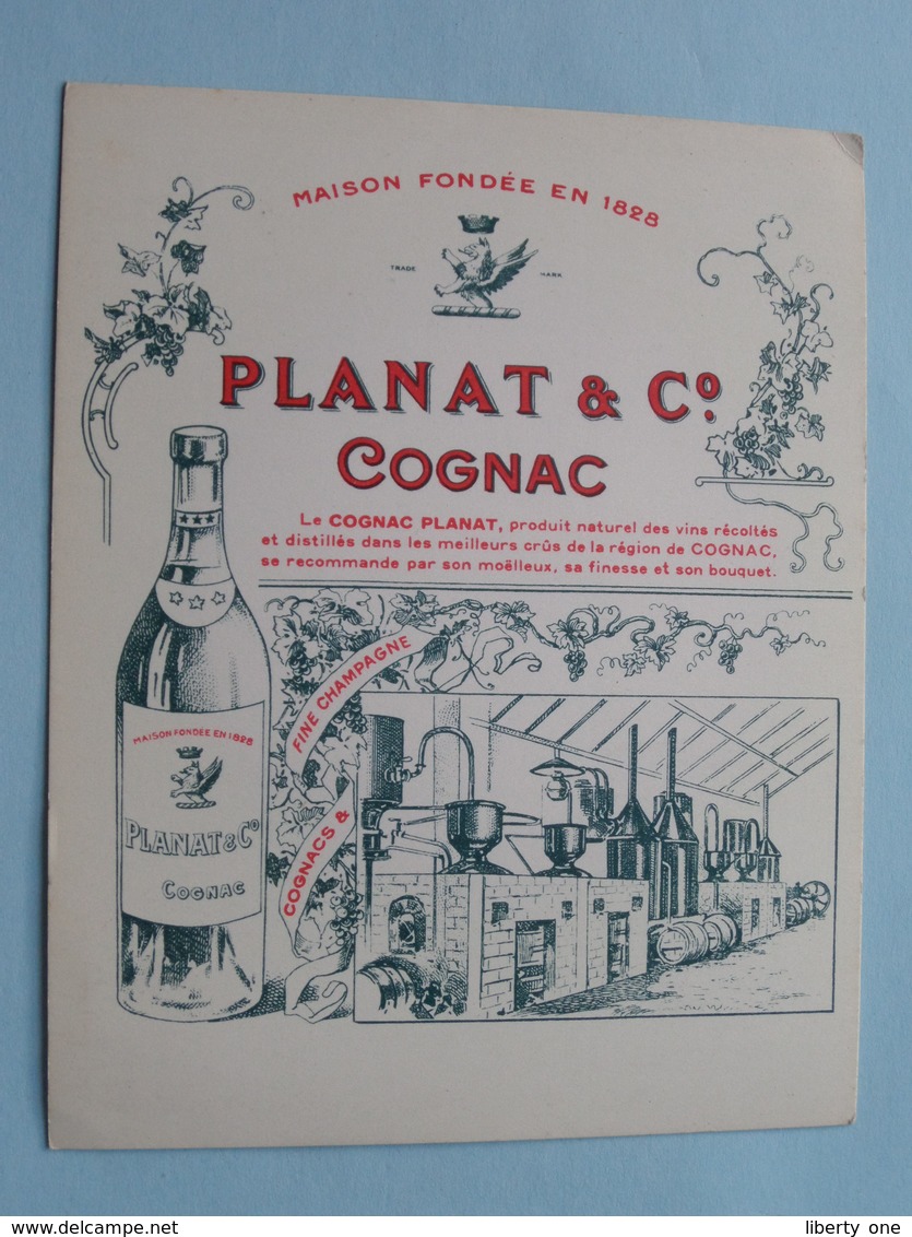 PLANAT & C° - COGNAC ( Carte 10,5 X 13,5 Cm.) Anno 19?? ( Zie/voir Photo ) ! - Pubblicitari