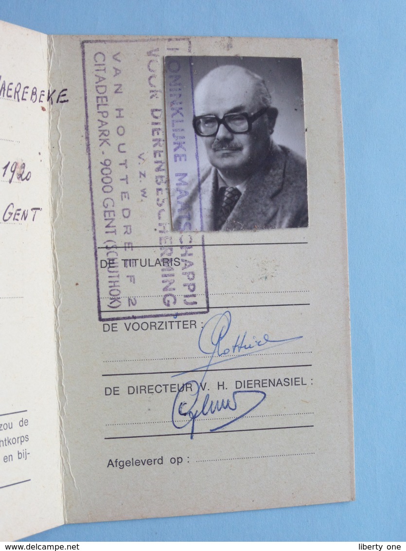 DIERENBESCHERMING Oost Vlaanderen - IDENTITEITSKAART Van INSPECTEUR T.e.m. 1987 ( Zie/voir Photo ) ! - Sonstige & Ohne Zuordnung