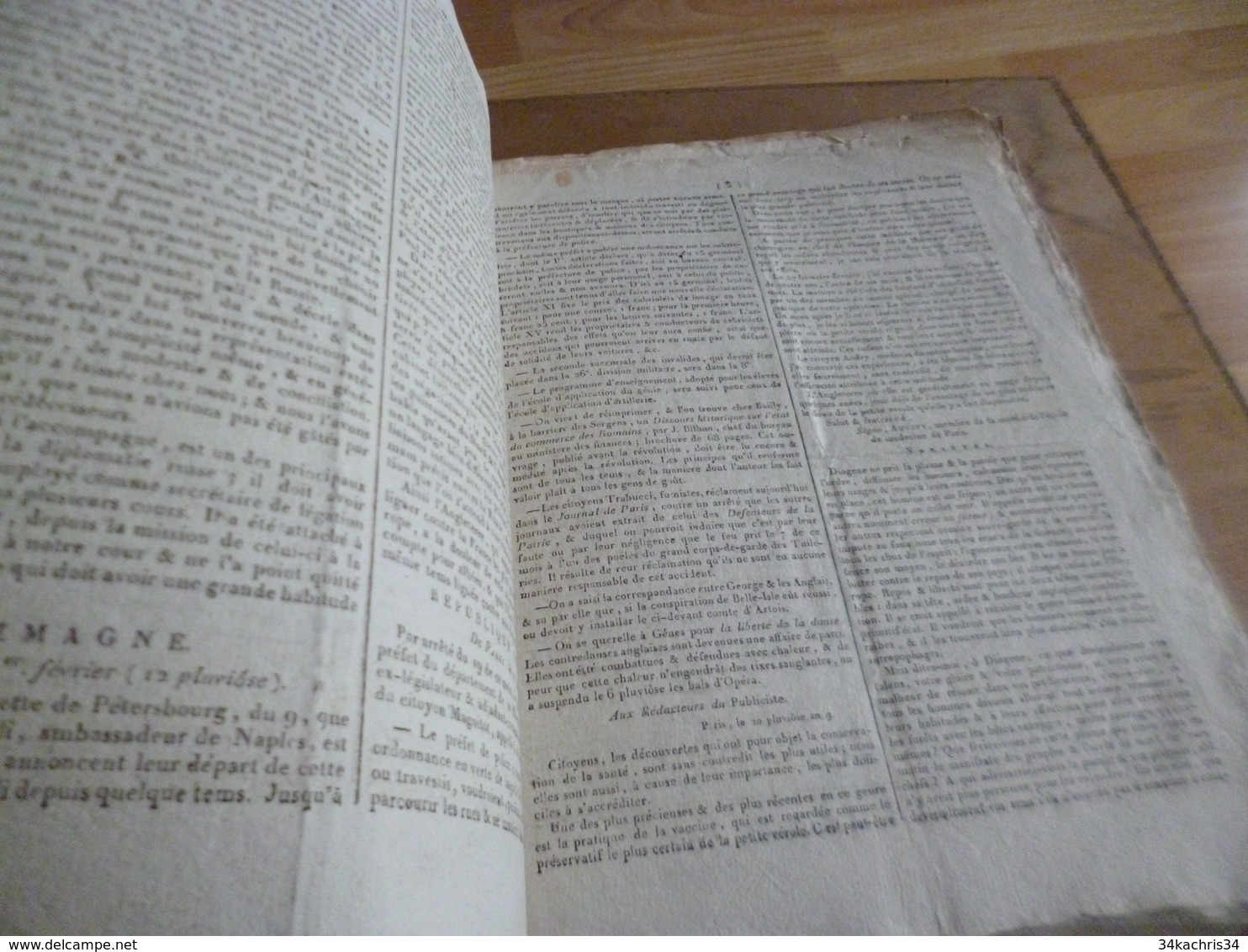 Journal Révolution Le Publiciste 25 Pluviose An IX France, Italie, Portugal, Russie, Prusse,.... - Kranten Voor 1800