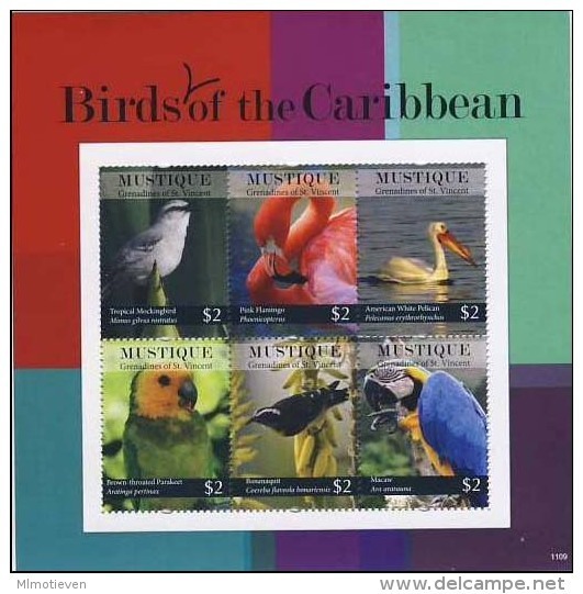 MDB-BK4-451-3 MINT PF/MNH ¤ MUSTIQUE ST VINCENT 2011 6w In Serie ¤ BIRDS OF THE WORLD OISEAUX BIRDS AVES VOGELS VÖGEL - Zangvogels