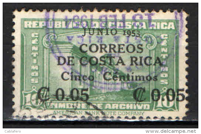 COSTARICA - 1953 - ANTICA UNIVERSITA' DEL COSTARICA CON SOVRASTAMPA - OVERPRINTED - USATO - Costa Rica