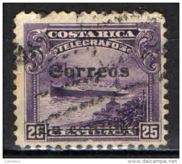 COSTARICA - 1910 - NAVE - SOVRASTAMPATO - OVERPRINTED - USATO - Costa Rica