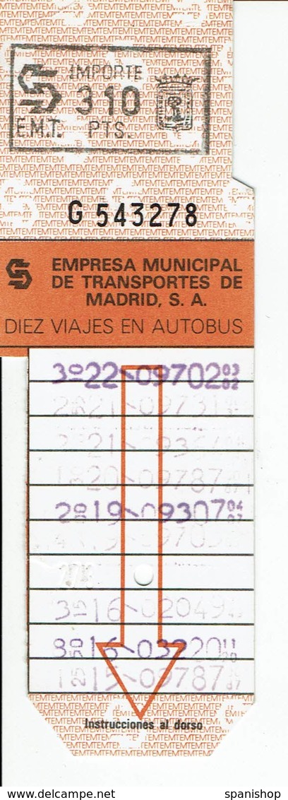 Spain Old Bus Ticket Madrid City - Autobus - Europa