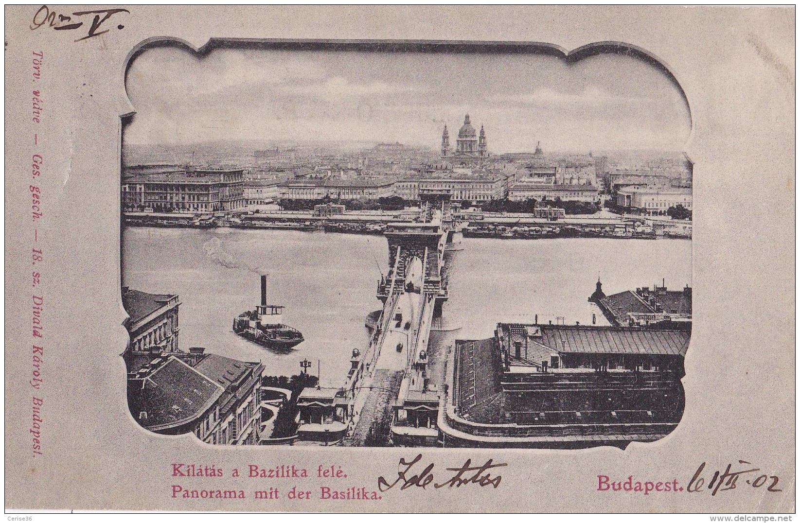 Budapest Panorama Mit Der Basilika Circulée En 1902 - Hongarije