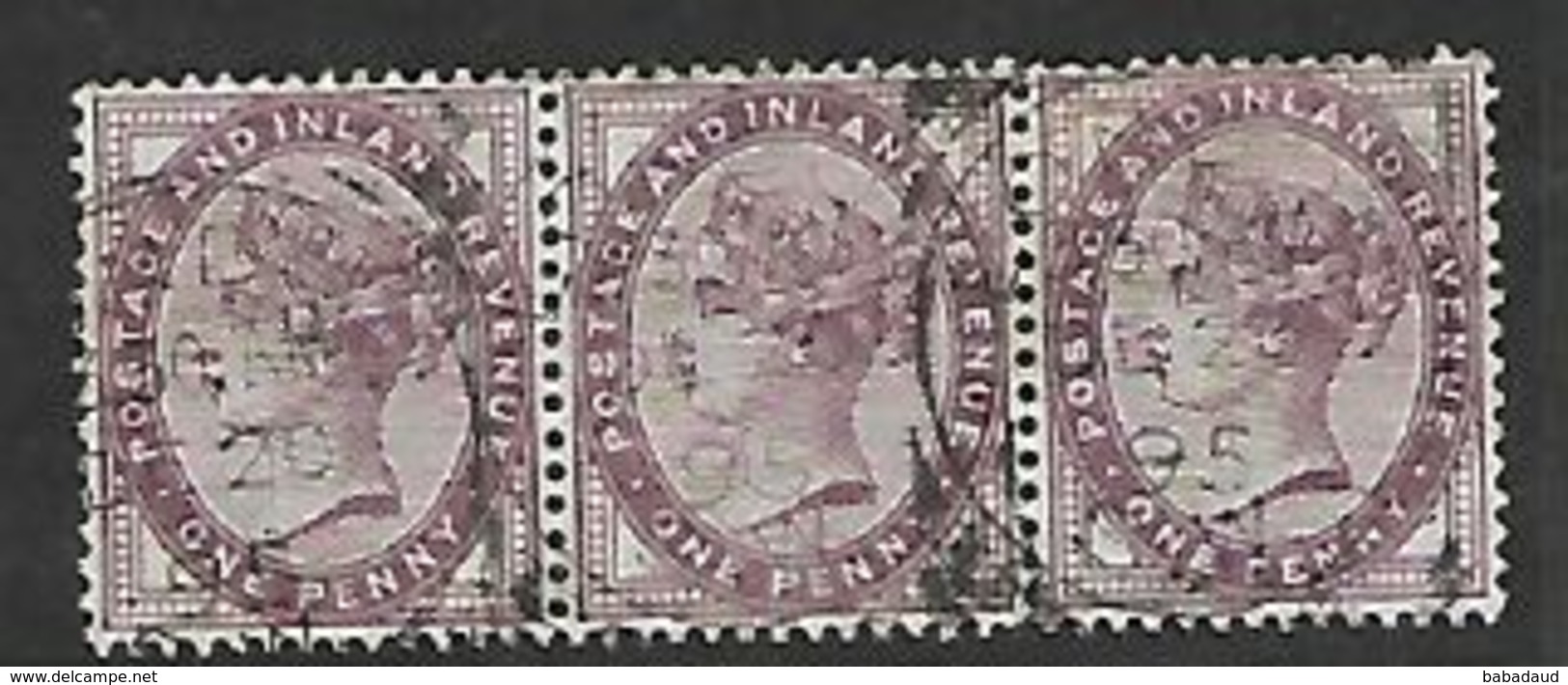 Great Britain, Queen Victoria , 1881, 1d Lilac Strip Of 3, Used LONDON DE 20 95 Squared C.d.s. - Gebruikt