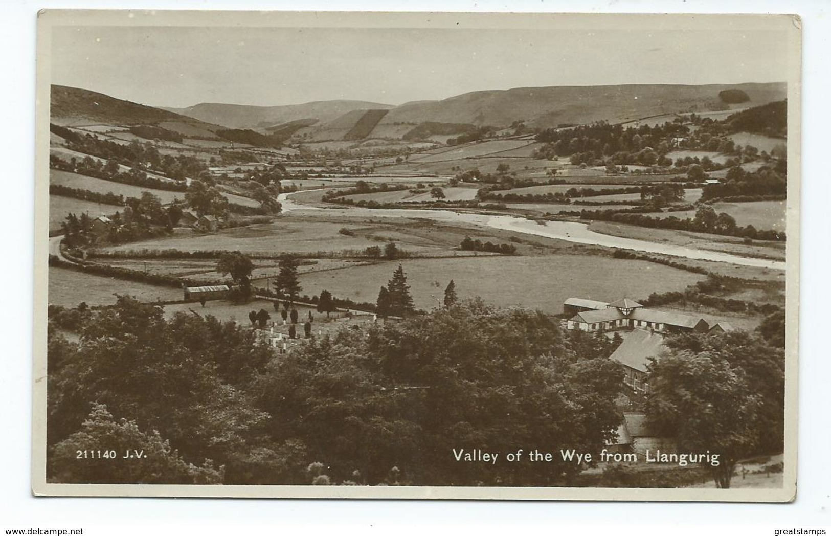 Wales Postcard Rp Valley Of The Wye From Llangurig Unused Rp Valentines - Montgomeryshire