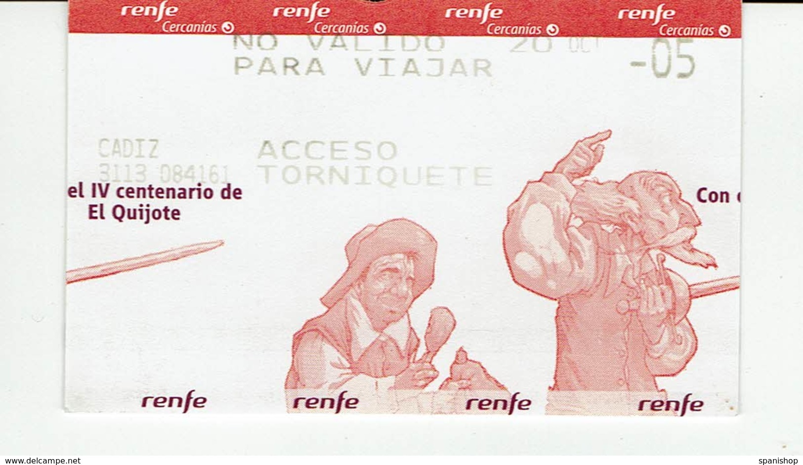 Spain Ticket Train Special IV Centenary D. Quijote ( Cervantes Book) - Train Bahn - Europe