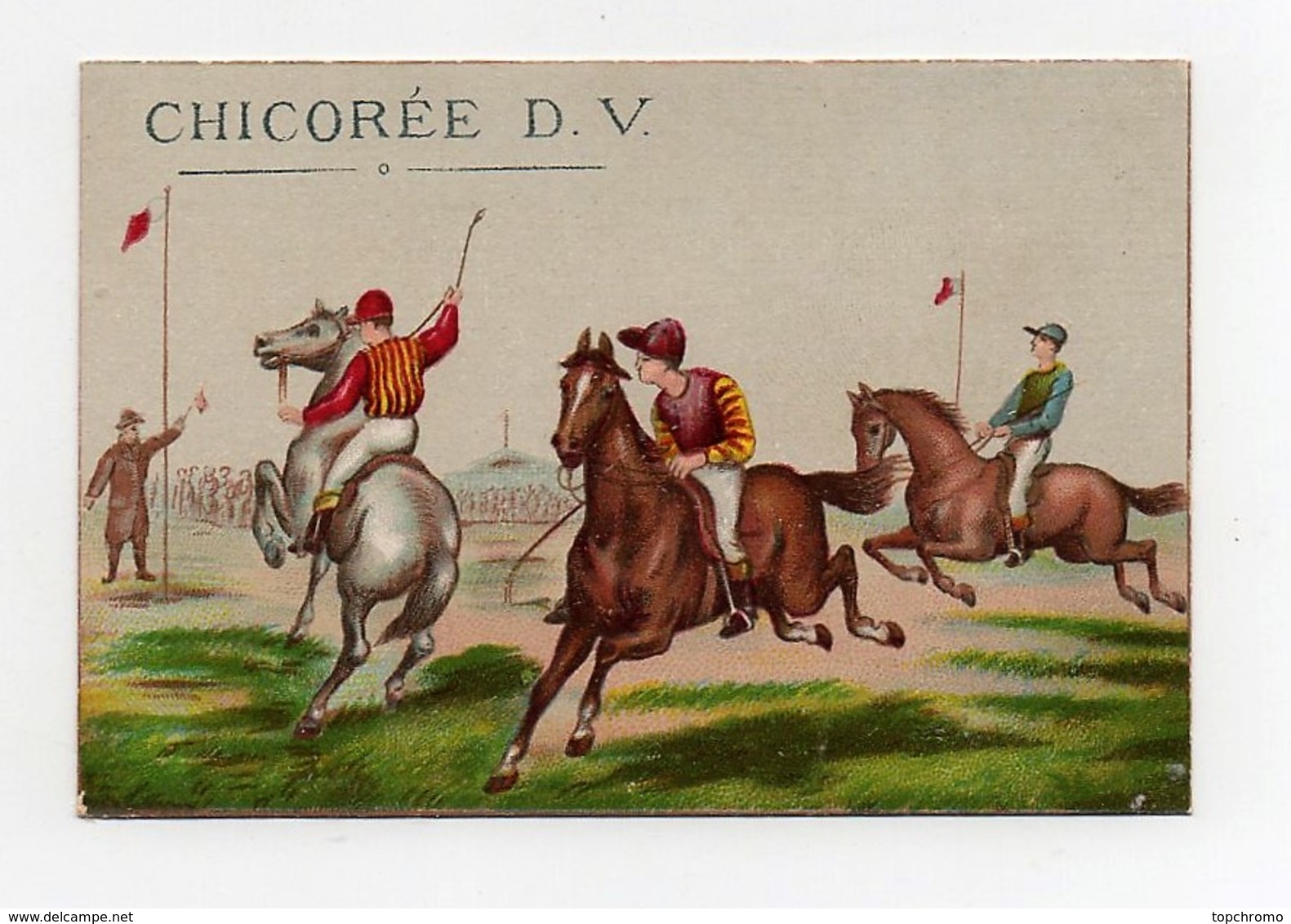 CHROMO Chicorée Daniel Voelcker Bayon Course De Chevaux Champ De Courses Hippodrome Jockeys Départ - Autres & Non Classés