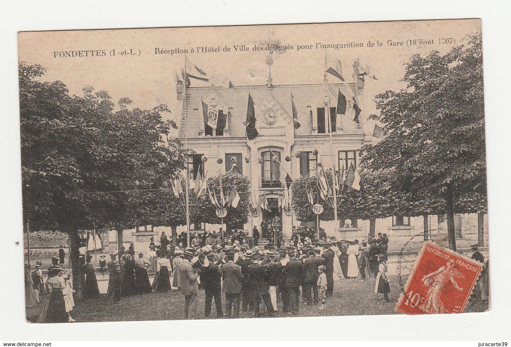 Fondettes.37.Indre Et Loire.Réception à L'Hôtel De Ville Des Délégués Pour L'inauguration De La Gare (18 Août 1907) - Fondettes