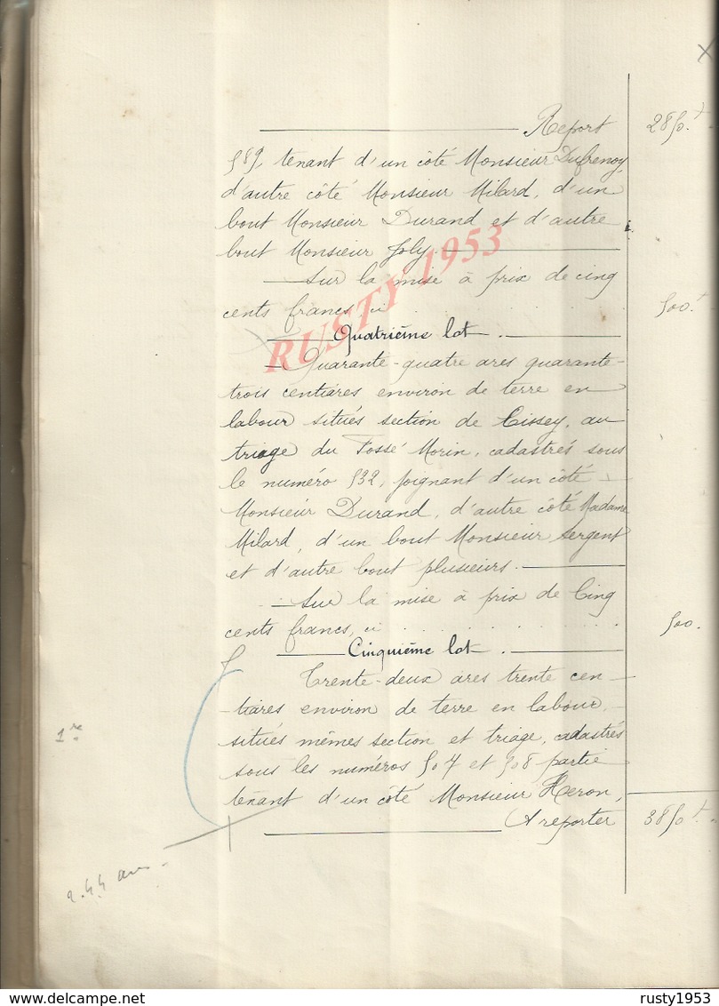 GROSSOEUVRE 1911 ACTE DE VENTE D UNE FERME & TERRE LEROUX / M MILARD EUGENE DESIRÉ  70 PAGES : - Manuscripts