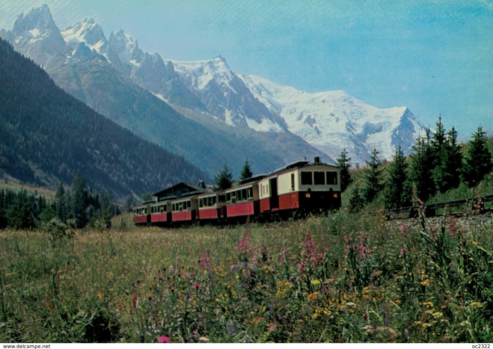 CARTE POSTALE Le Petit Train Et Le Mont Blanc - Chamonix-Mont-Blanc
