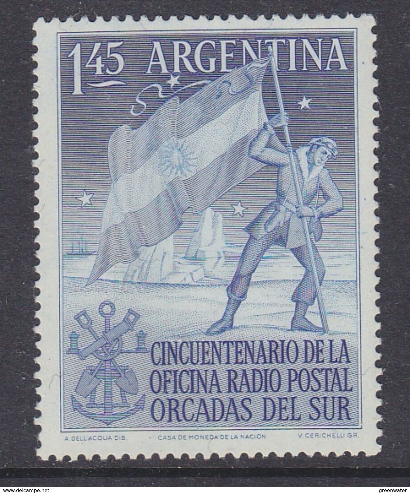 Argentina 1954 Antarctica  Radio Postal Orcadas Del Sur 1v ** Mnh (40794A) - Ongebruikt