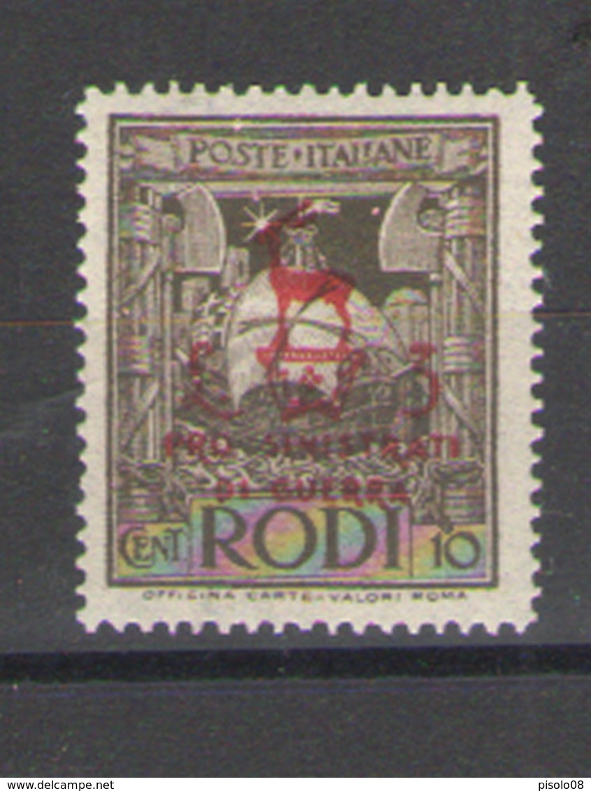 OCCUPAZIONE TEDESCA DELL'EGEO 1944 PRO SINISTRATI DI GUERRA 10 C. + 3 L. ** MNH - Ägäis