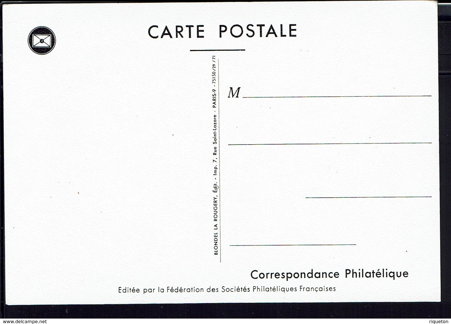 FR - Carte Maximum La Poste Aux Armées - Journée Du Timbre Perpignan 27-3-1971 - B/TB - - 1970-1979