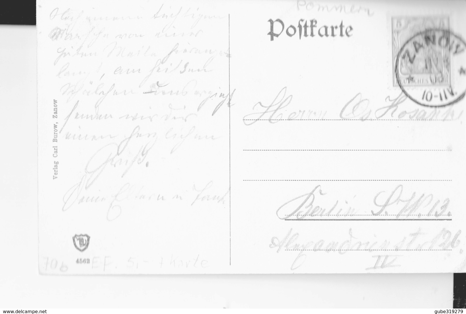 GERMANY 1903- VINTAGE POSTCARD ZANOW - ZUM -WALDRESTAURANT PAPIERNÚHLE IM GOLLEM- NOT SHINING - MAILED 11.8.1903  POST71 - Autres & Non Classés