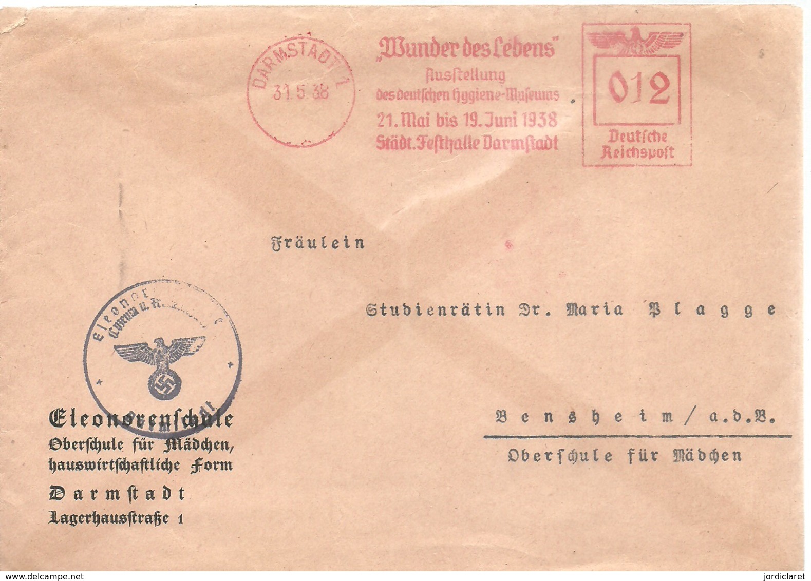 LETTER 1938 DARMSTAD - Cartas & Documentos