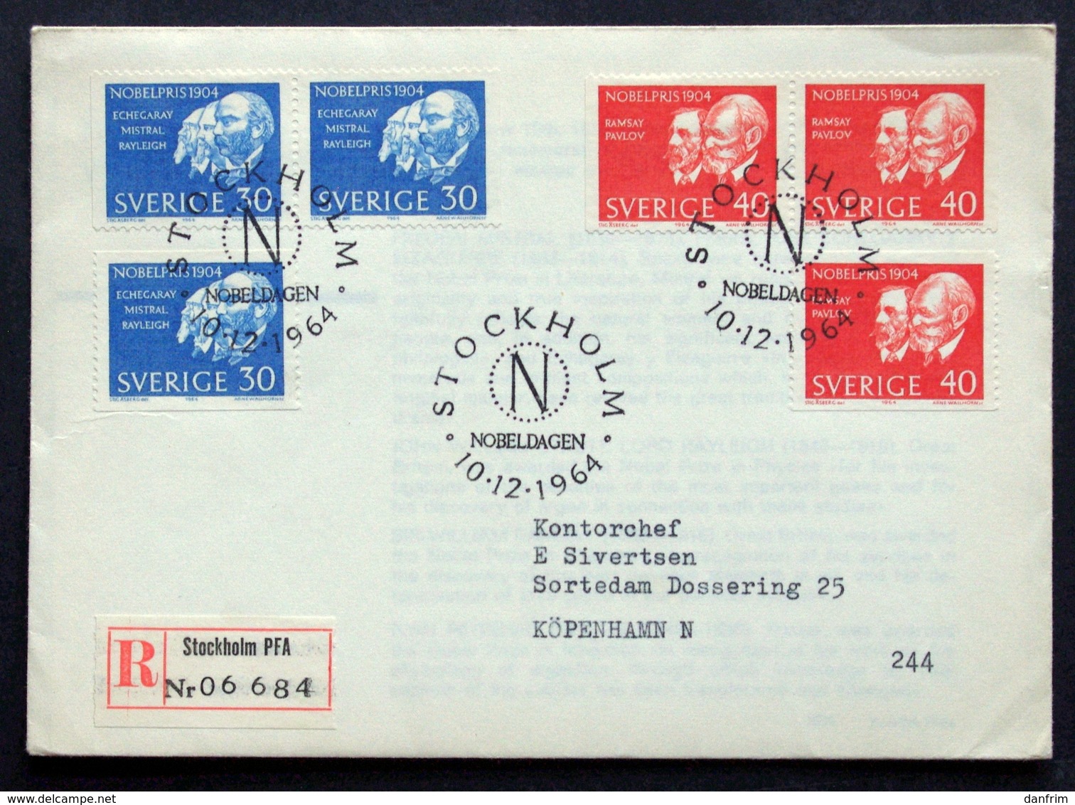 Sweden 1964 Registered FDC To Denmark Minr.529-30 ( Lot 543 ) - FDC
