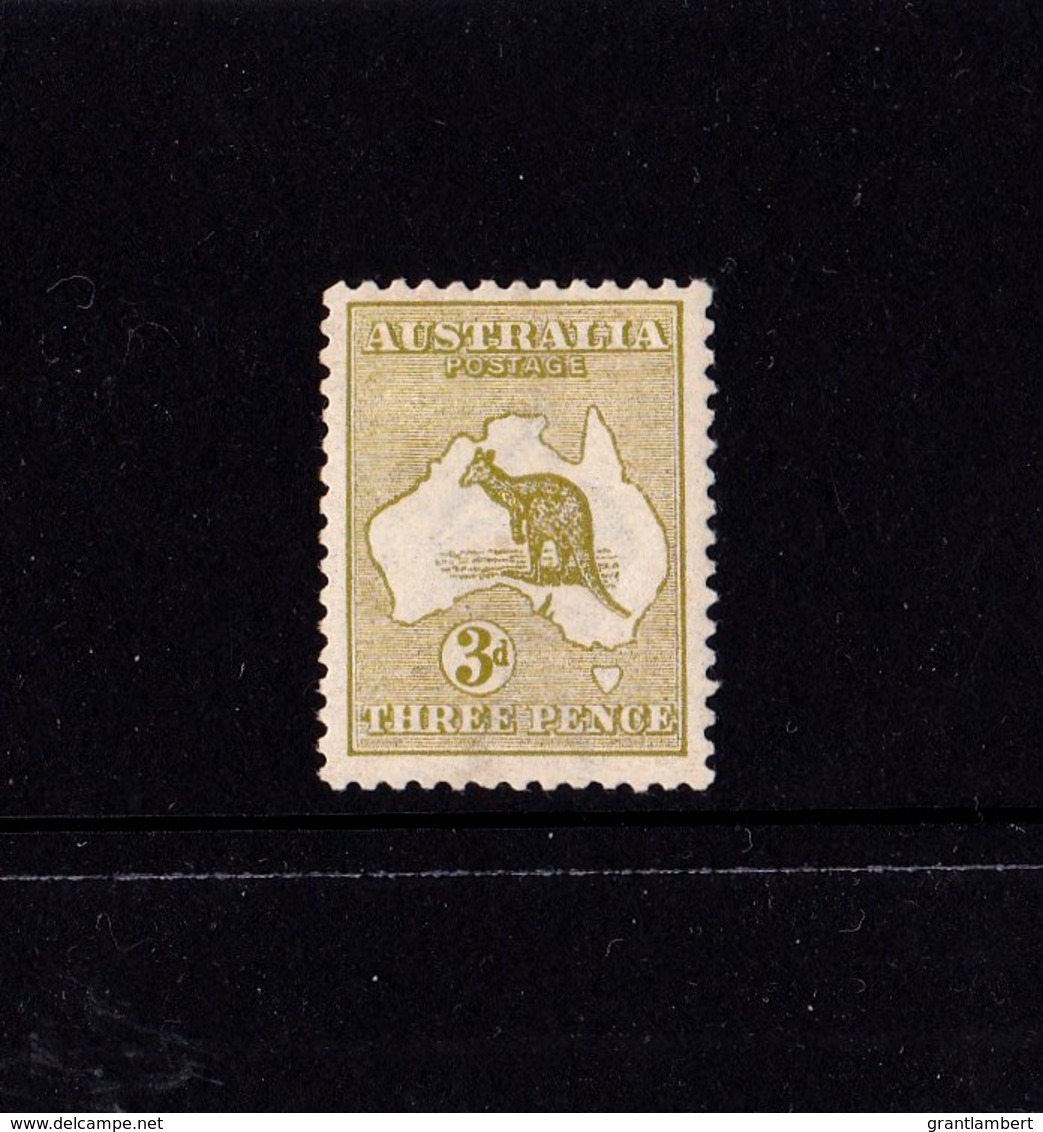 Australia 1913 Kangaroo 3d Olive 1st Watermark MH - - - - Neufs