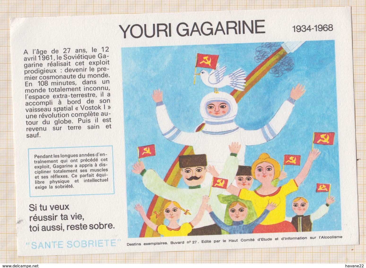 8/40 BUVARD SANTE SOBRIETE YOURI GAGARINE - Other & Unclassified