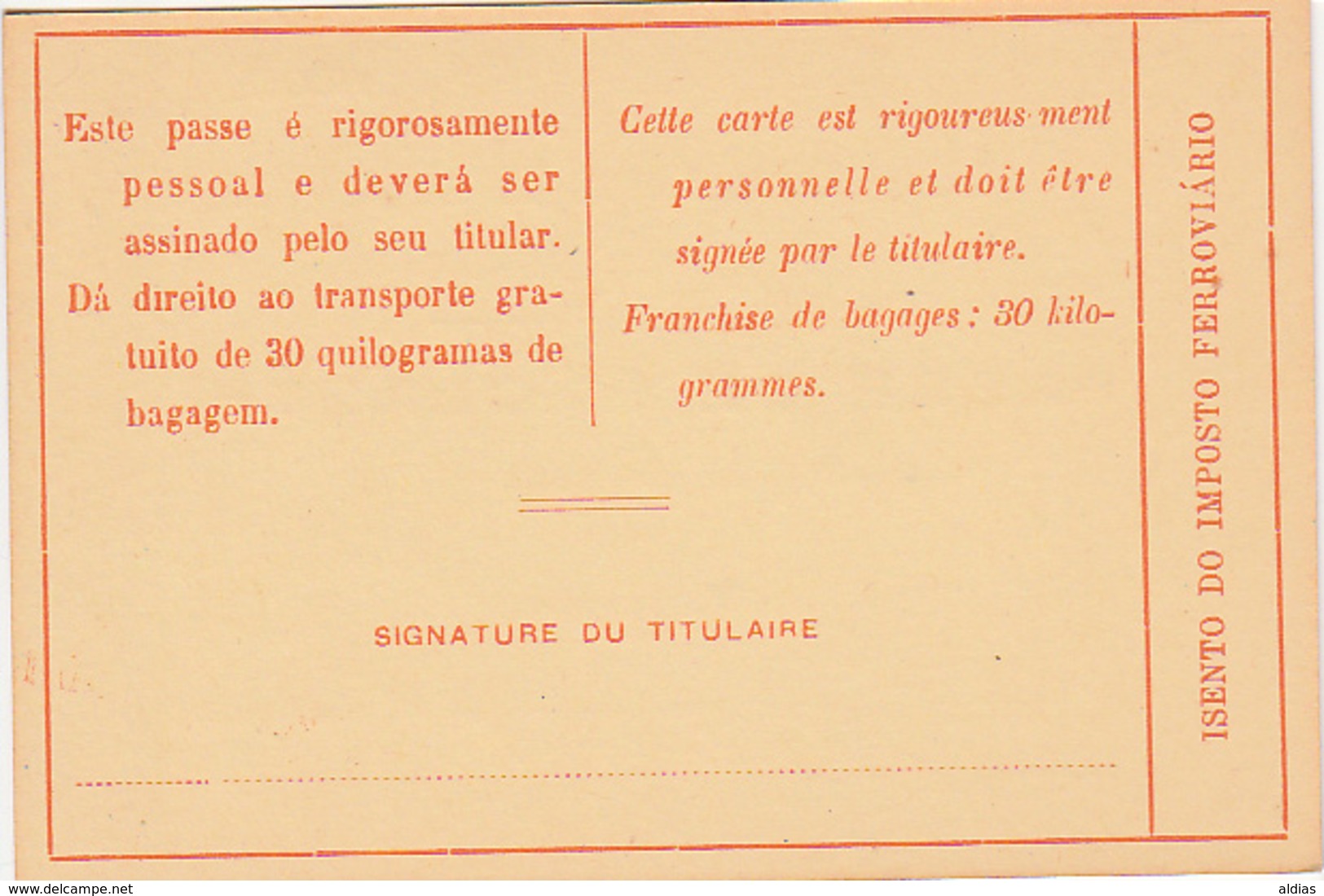 Portugal - CP  -Passe De Livre Circulação 1959 - - Europe