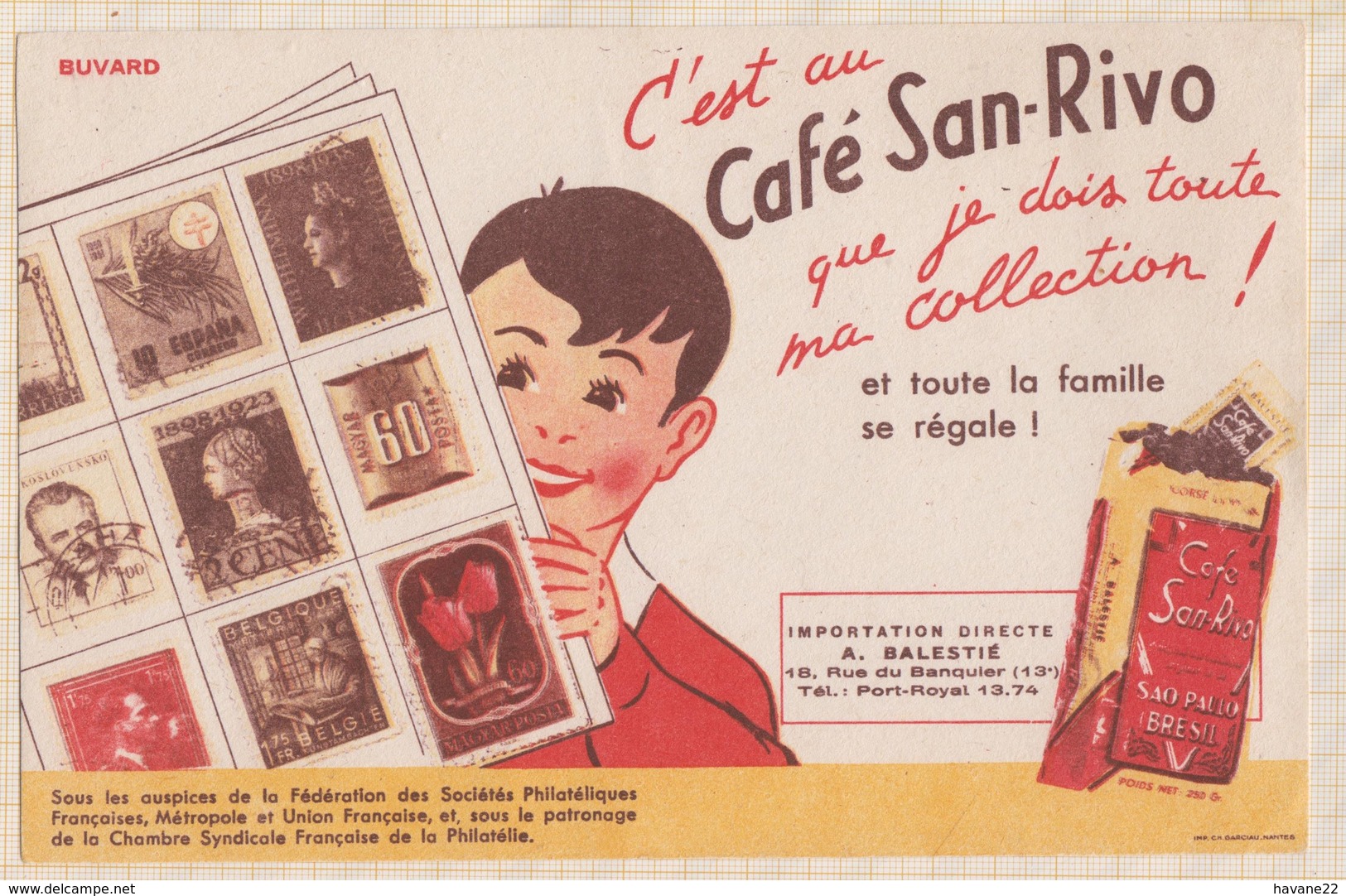 8/44 BUVARD CAFE SAN RIVO COLLECTION TIMBRES. - Café & Thé