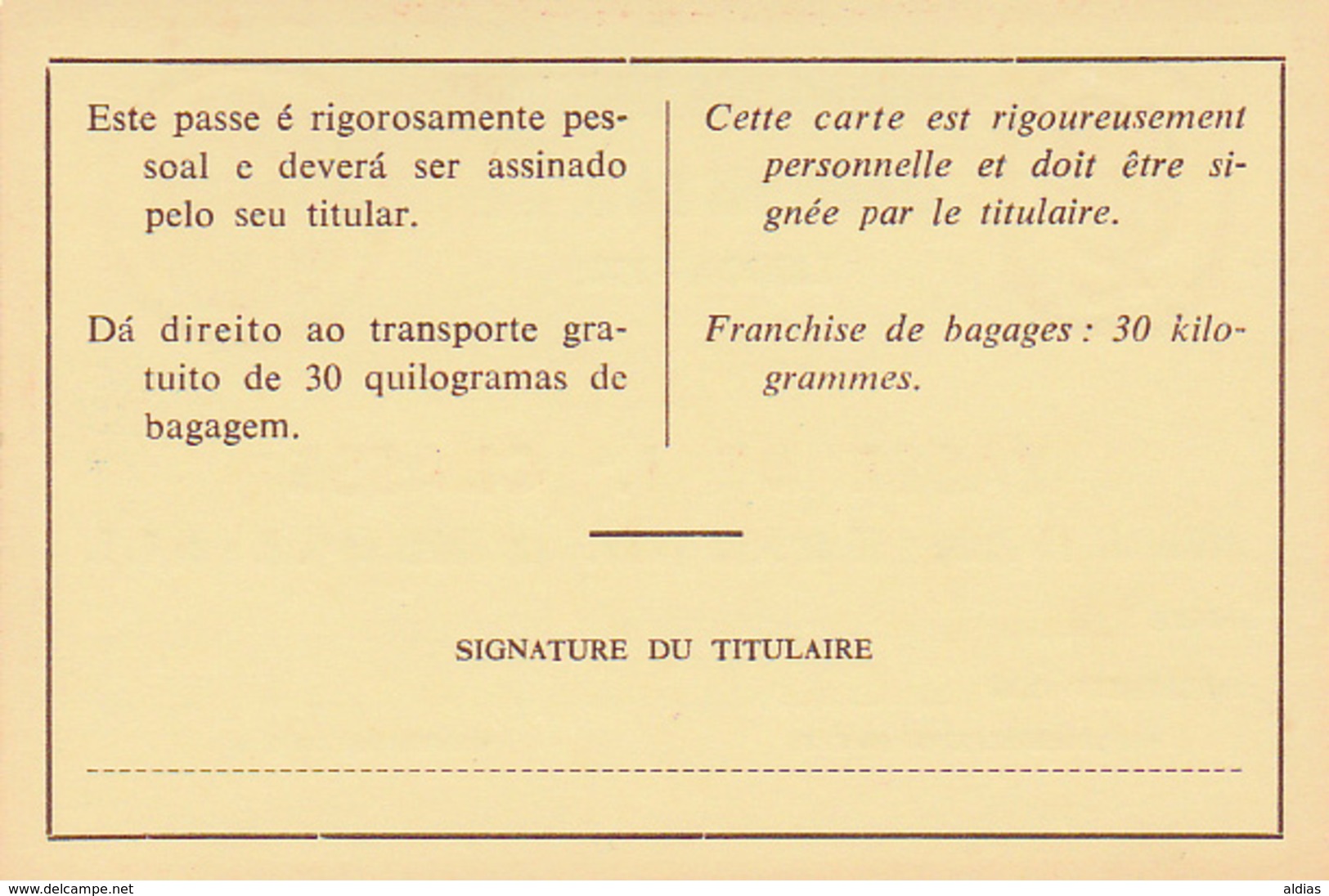 Portugal - CP  -Passe De Livre Circulação 1971 - Europe