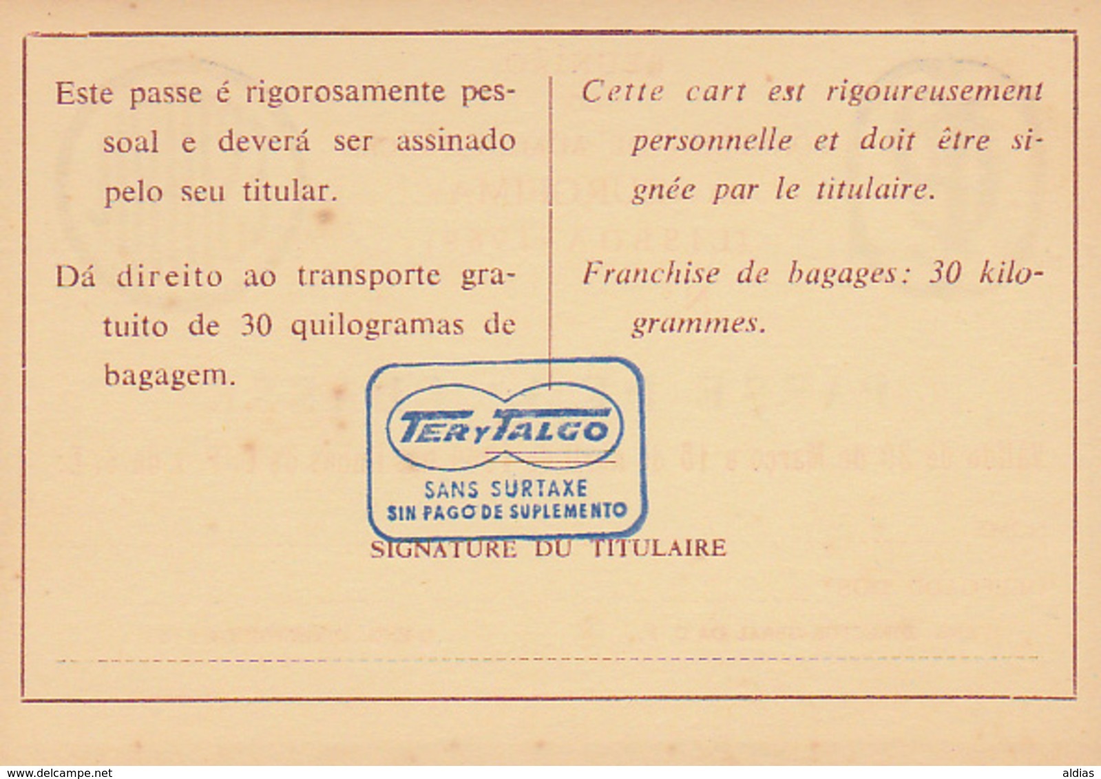 Portugal - CP  -Passe De Livre Circulação 1969 - EUROFIMA - Europe