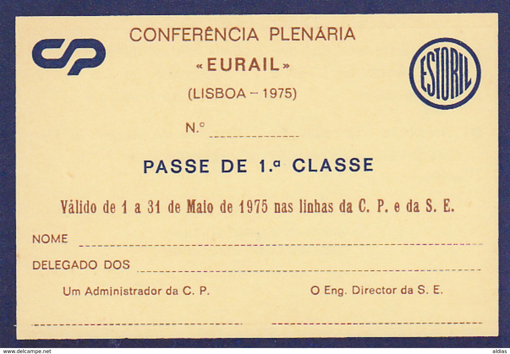 Portugal - CP  -Passe De Livre Circulação 1975 - EURAIL - Europe