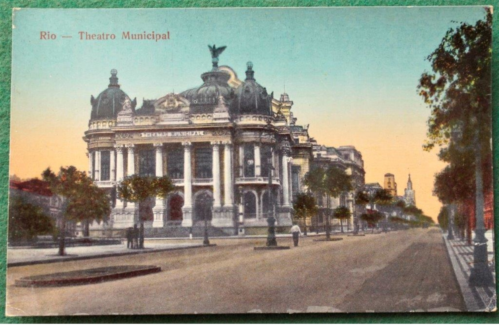 Carte Postale Colorisée Rio - Theatro Municipal  1922 - écrite Au Dos 13,5cm X 9cm - Rio De Janeiro