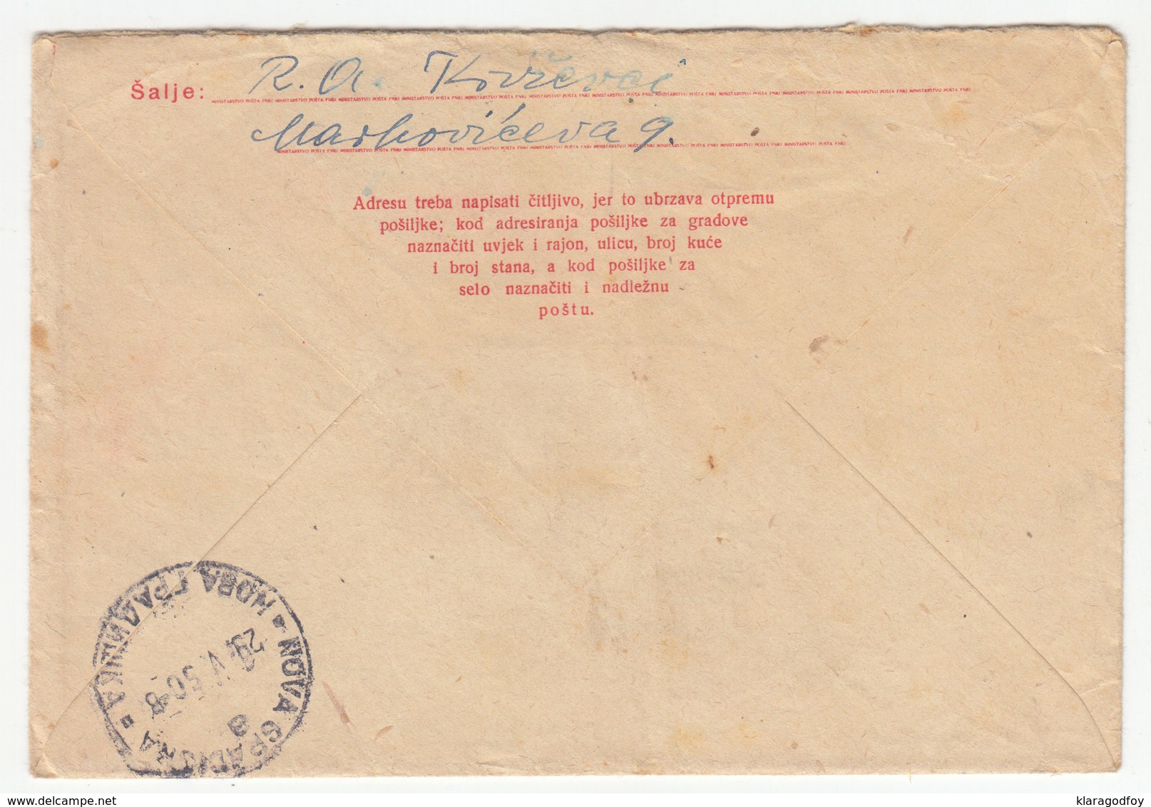 Yugoslavia, Postal Stationery Letter Cover Travelled 1950 Križevci To Nova Gradiška B181001 - Ganzsachen