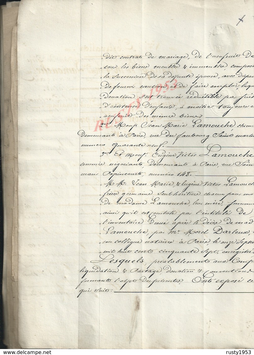 NAPOLÉON PAR LA GRACE DE DIEU PARIS 1858 ACTE DE LIQUIDATION LAMOUCHE 44 PAGES : - Manuscripts