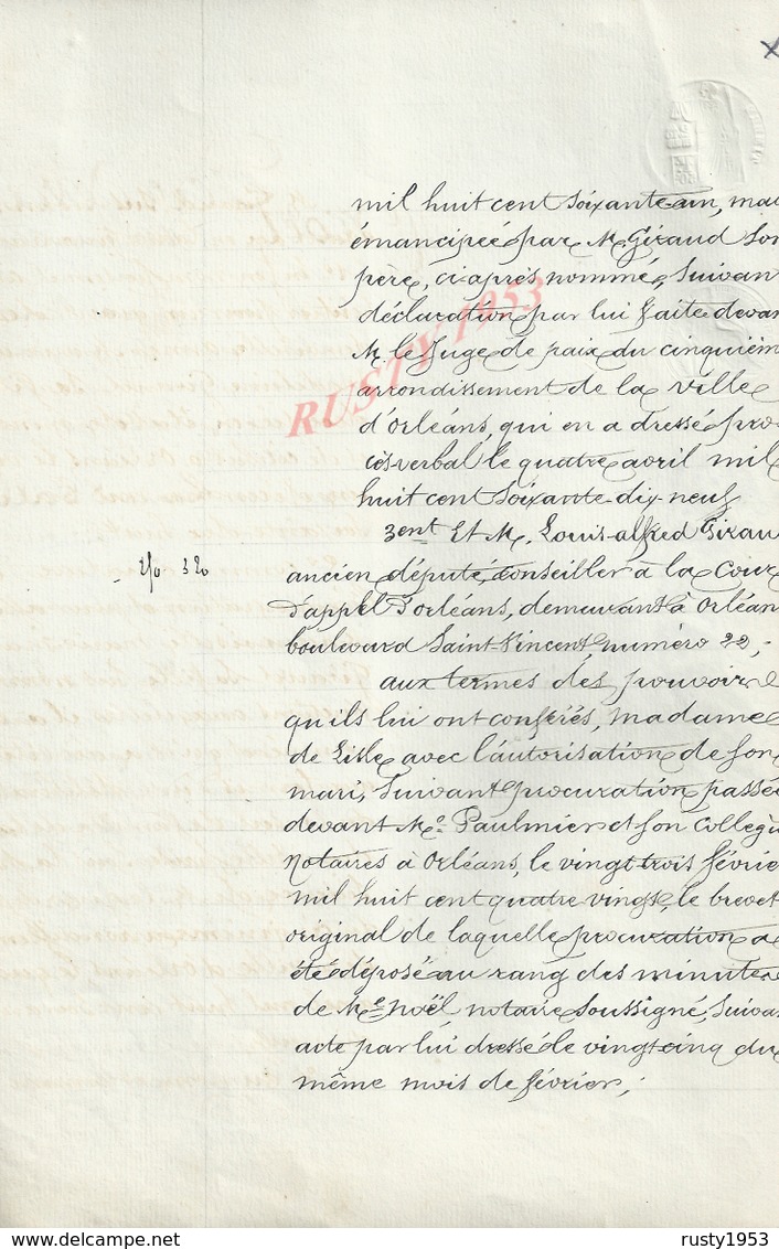 CHINON 1880 ACTE VENTE D UNE VASTE MAISON FAMILLE GIRAUD 27 PAGES : - Manuscripts