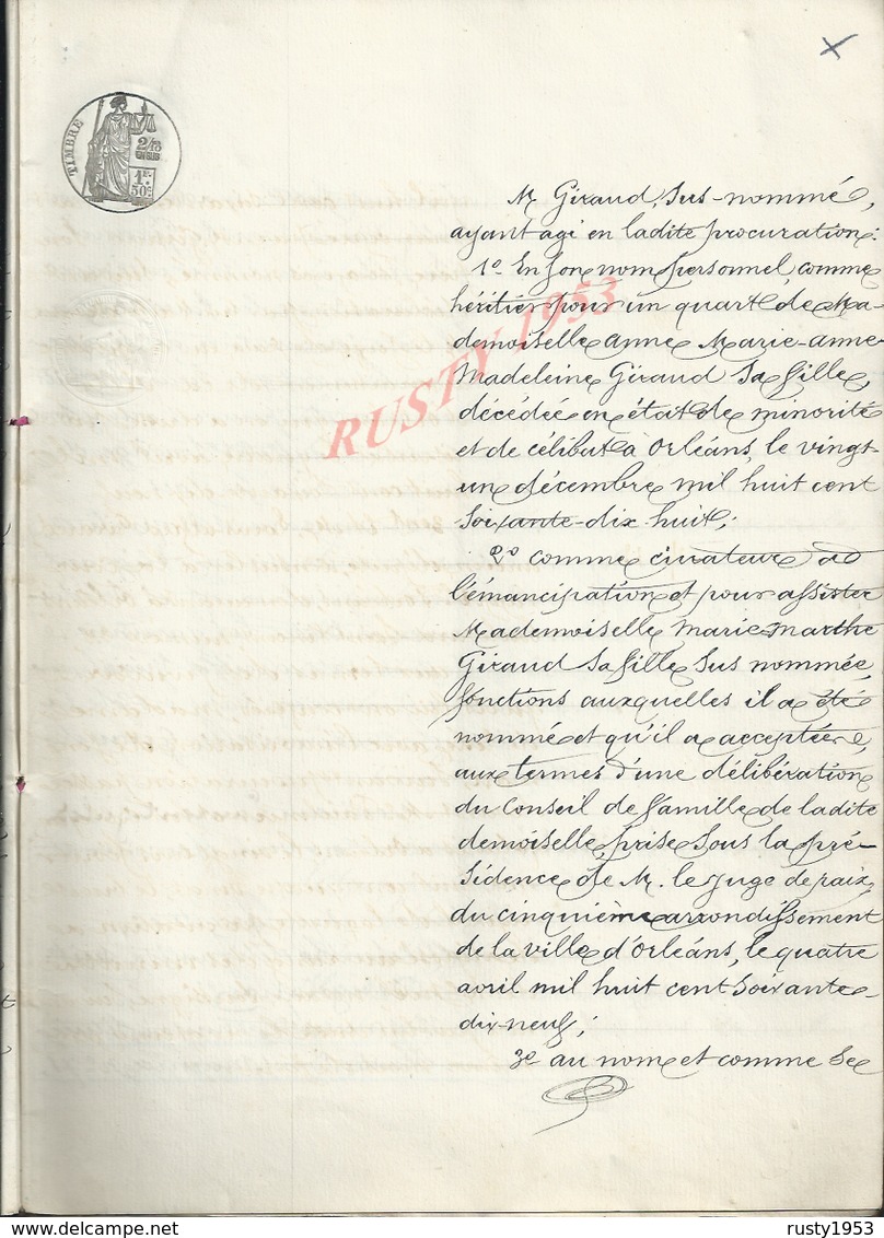 CHINON 1880 ACTE VENTE D UNE VASTE MAISON FAMILLE GIRAUD 27 PAGES : - Manuscripts