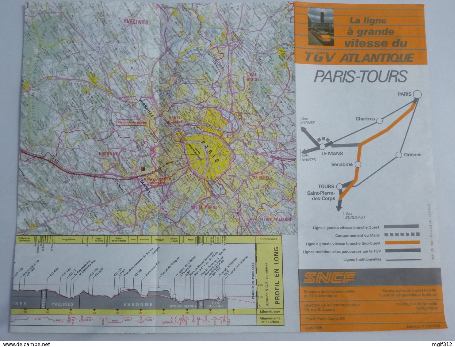 CARTE IGN (Lot De 2) : 1/250000 : Lignes à Grande Vitesse PARIS SUD-EST Et ATLANTIQUE PARIS-LE MANS - Voir Les Scans - Topographical Maps