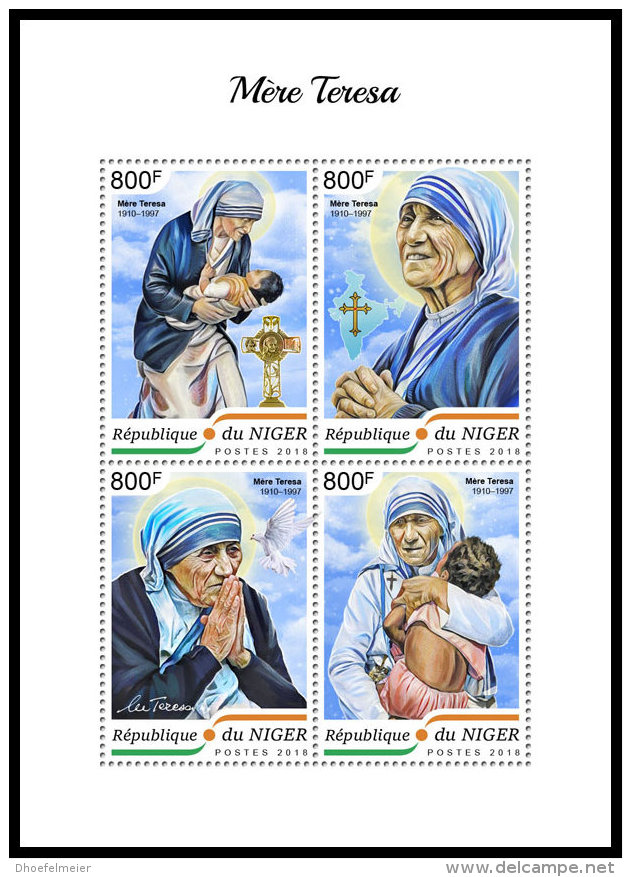 NIGER 2018 MNH** Mother Teresa Mutter Teresa Mere Teresa M/S - OFFICIAL ISSUE - DH1838 - Mutter Teresa