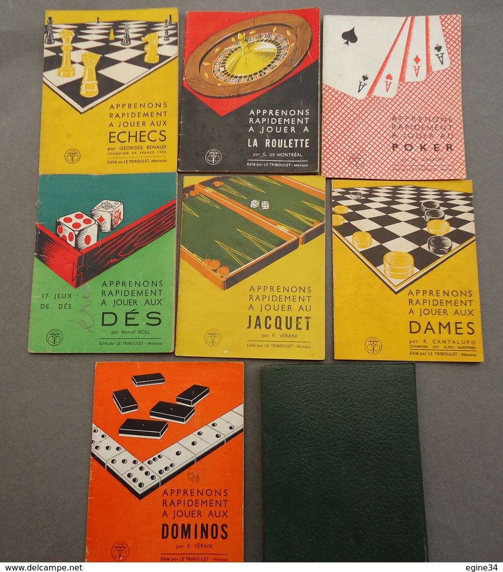 Le Triboulet - Portefeuille Contenant 7 Livrets "Apprenons Rapidement à Jouer" Jacquet,Dames, Dominos,Roulette,Poker,Dés - Jeux De Société