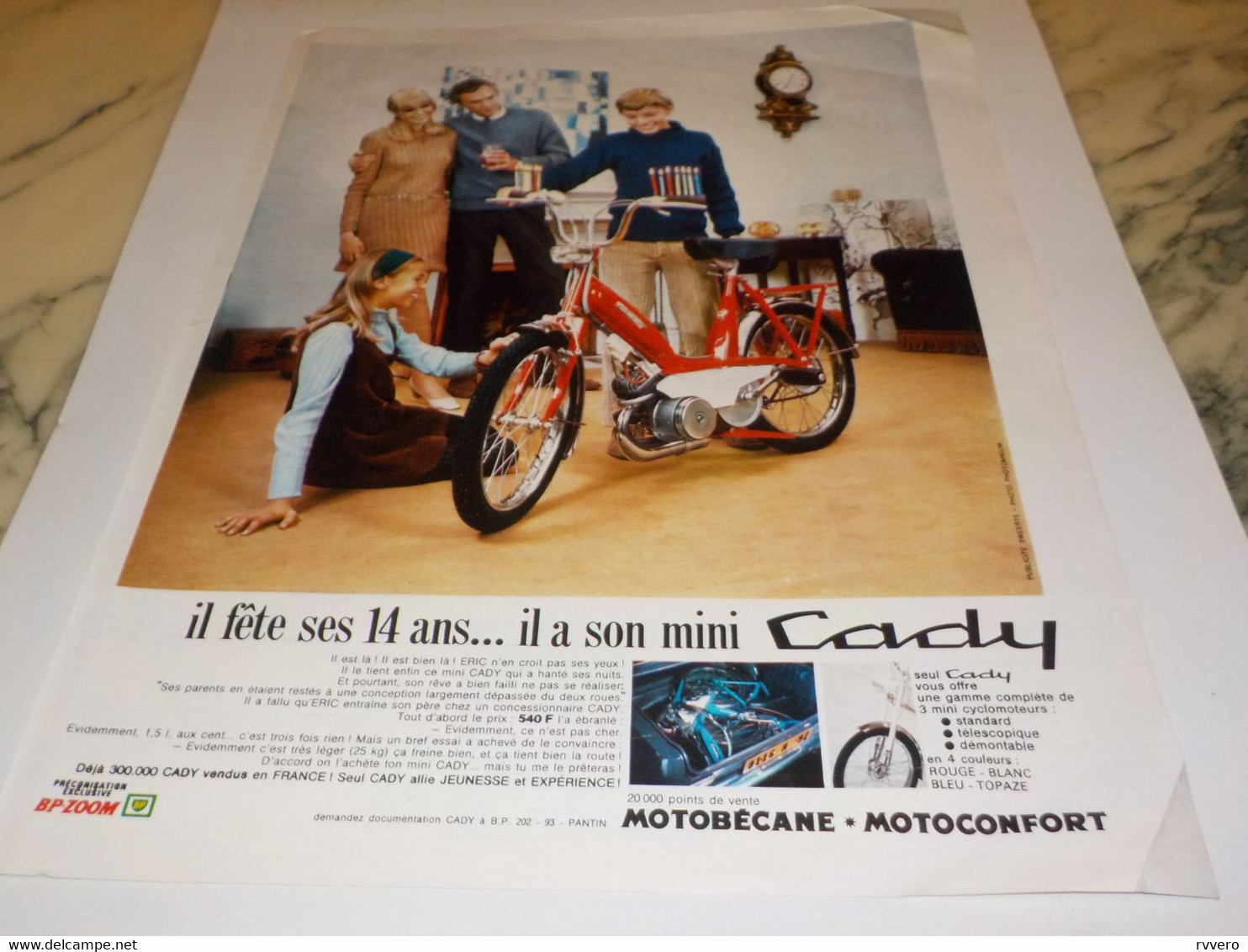 ANCIENNE PUBLICITE 14 ANS  CADY DE MOTOBECANE 1969 - Motos