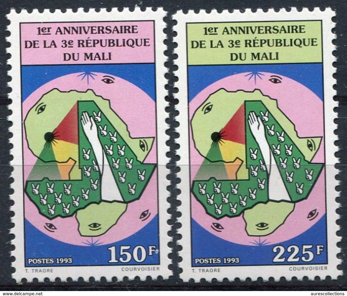 MALI 1993  YT 592/3 592 593 FIRST ANNIVERSARY 3RD REPUBLIC 1ER ANNIVERSAIRE 3EME REPUBLIQUE - RARE - FULL SET - MNH - Mali (1959-...)