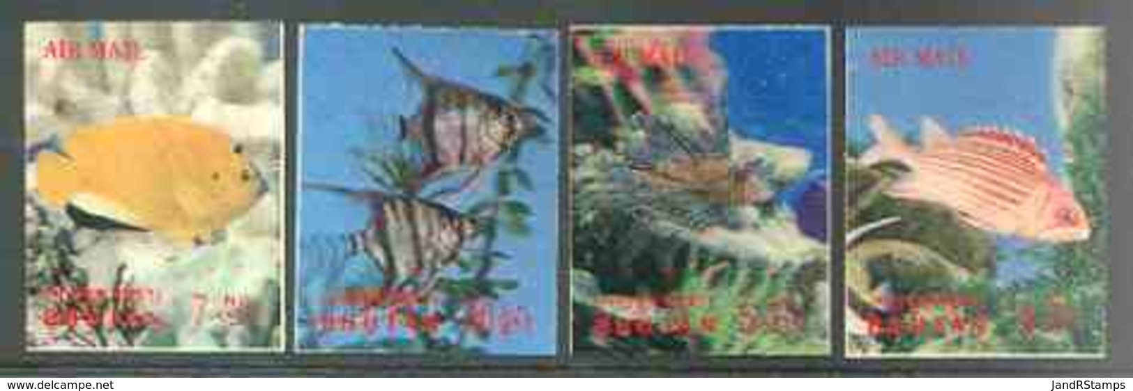 Bhutan 1969 Fish Part Set Of 4 Values Only In 3-dimensional Format U/m, Mi 265-68 FISH  3D - Bhoutan