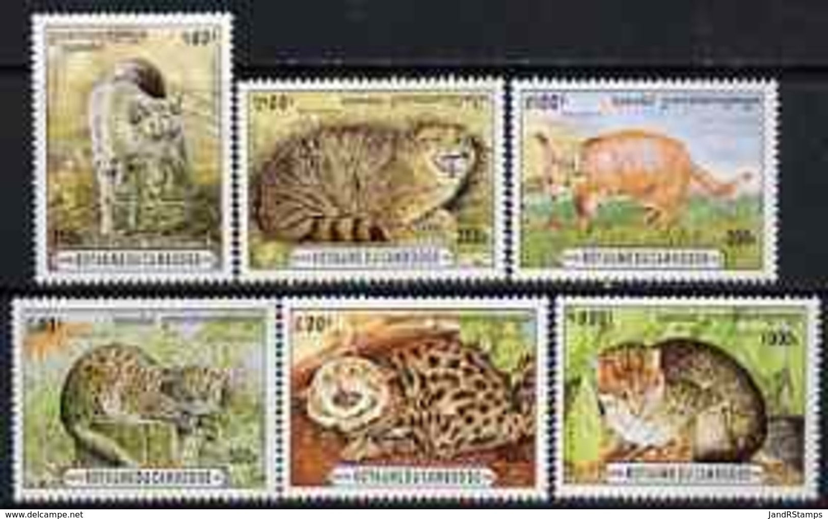 Cambodia 1996 Wild Cats Perf Set Of 6 U/m, SG 1509-14 CATS CARACAL - Cambodia