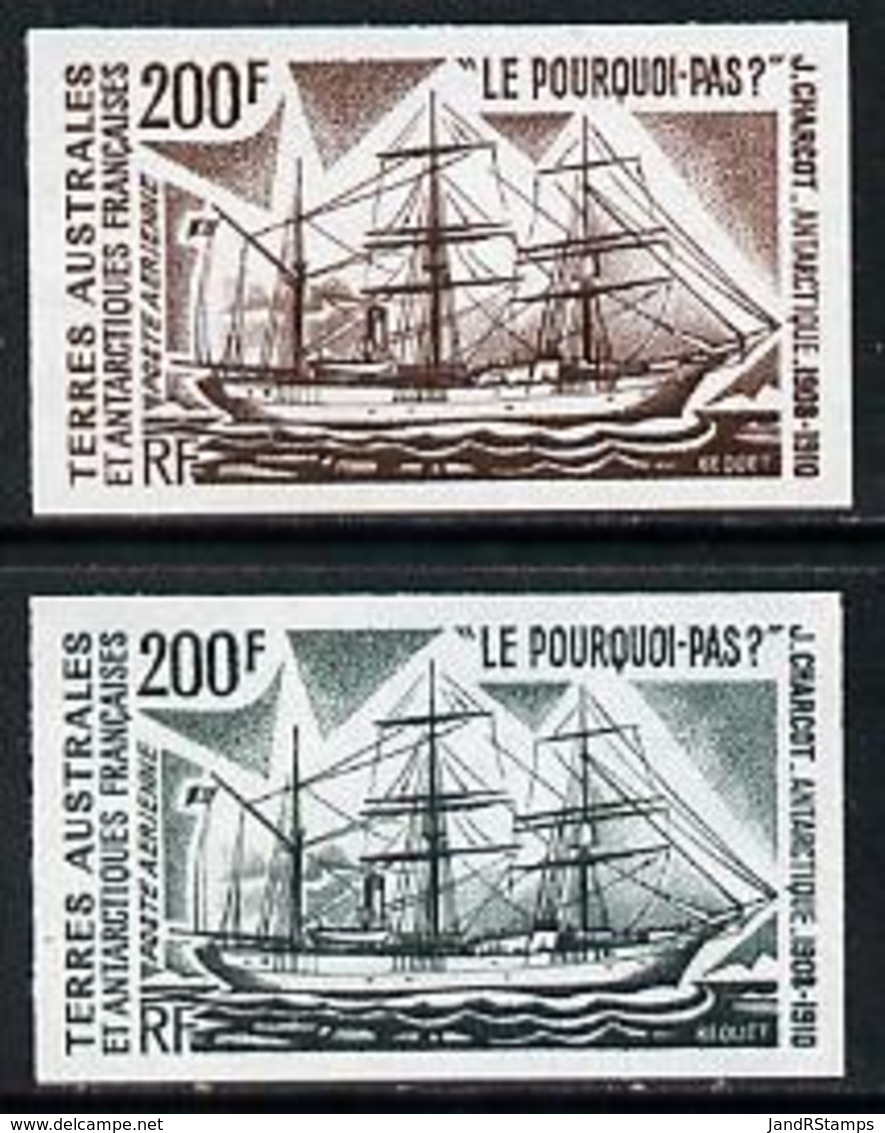 French Southern & Antarctic Territories 1974 Charcot's Antarctic Voyages SHIPS POLAR 200f (Le Pourquoi-Pas ?) Two Differ - Covers & Documents