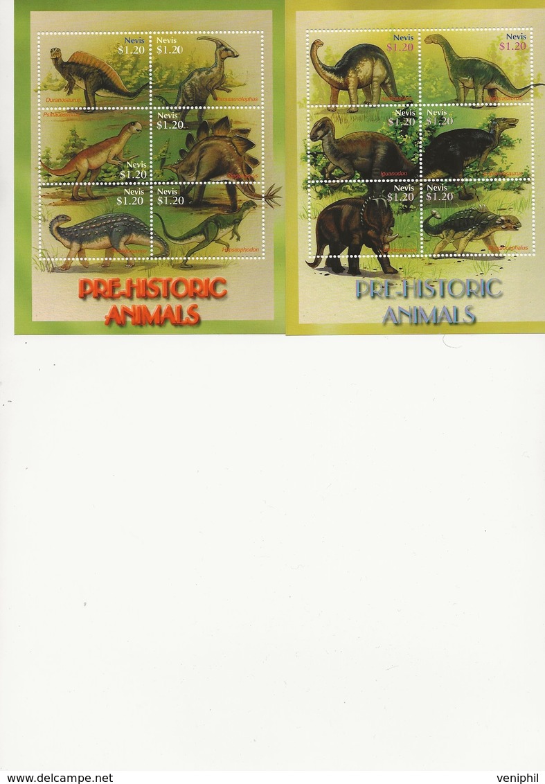 NEVIS - FAUNE PREHISTORIQUE  - 2 BLOCS NEUF XX -N° 1868 A 1873 +N° 1874 A 1879 - ANNEE 2005 - St.Kitts E Nevis ( 1983-...)