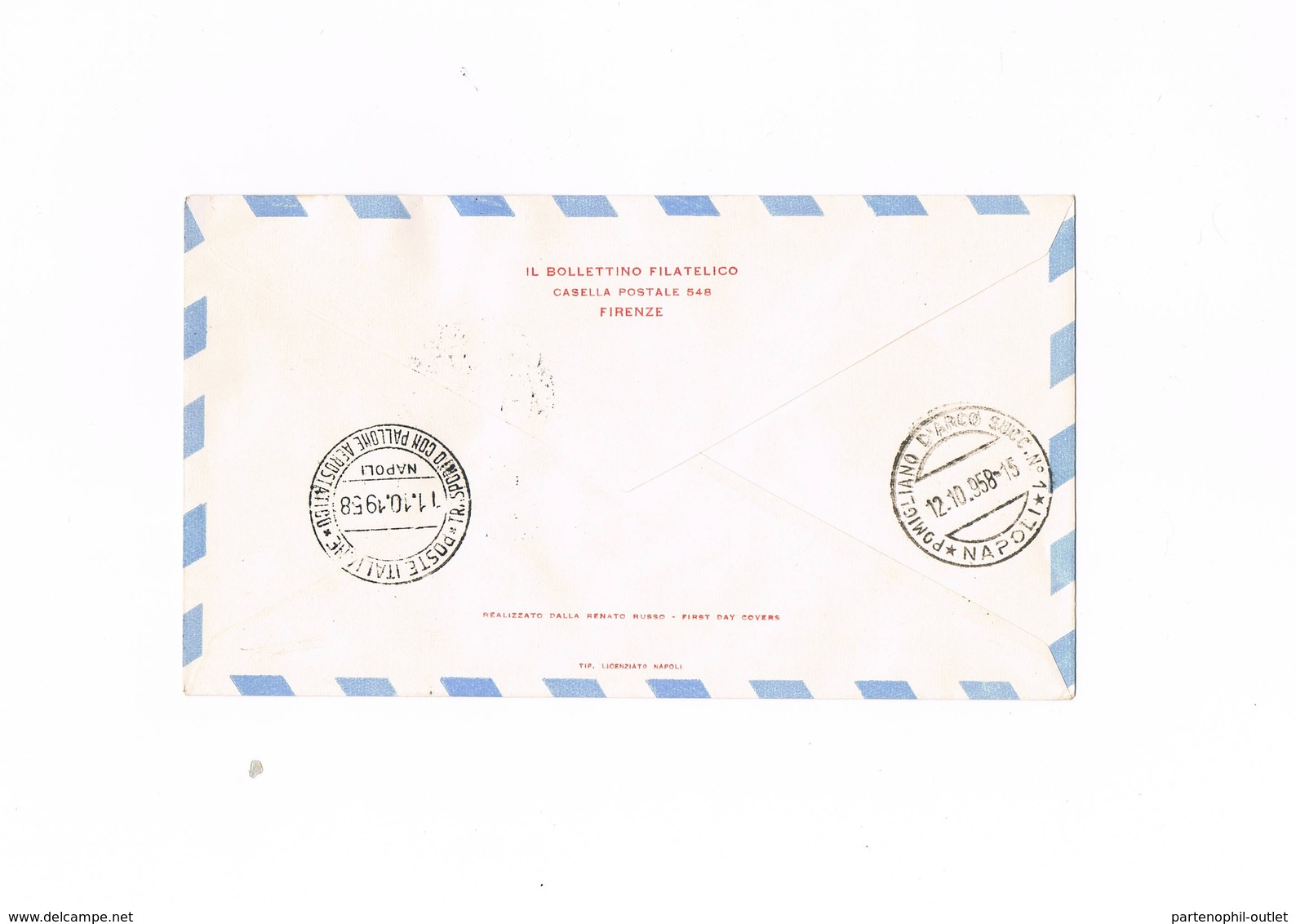 San Marino - Primo Volo - Trasporto Postale Con Pallone Aerostatico - Centenario Regno Di Napoli - Ottobre 1958 - Airmail