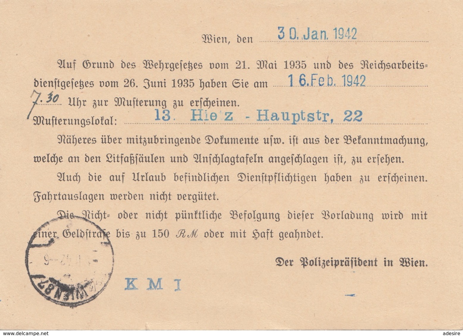 ÖSTERREICH 1942 - Frei Durch Ablöse Reich Auf R-Postkarte D.Polizeipräsident In Wien, Gel.Wien 9 > Wien 12 - Briefe U. Dokumente