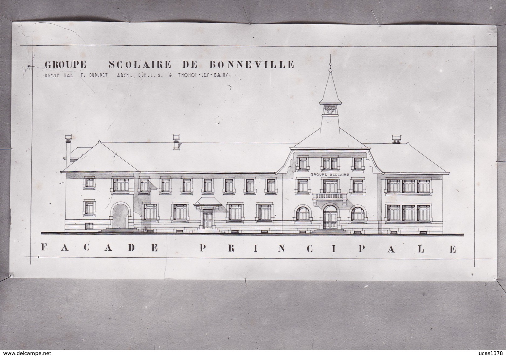 74 / RARE ++ / BONNEVILLE  : 5 GRANDES PLAQUES VERRES / PLANS GROUPE SCOLAIRE DE BONNEVILLE - Bonneville